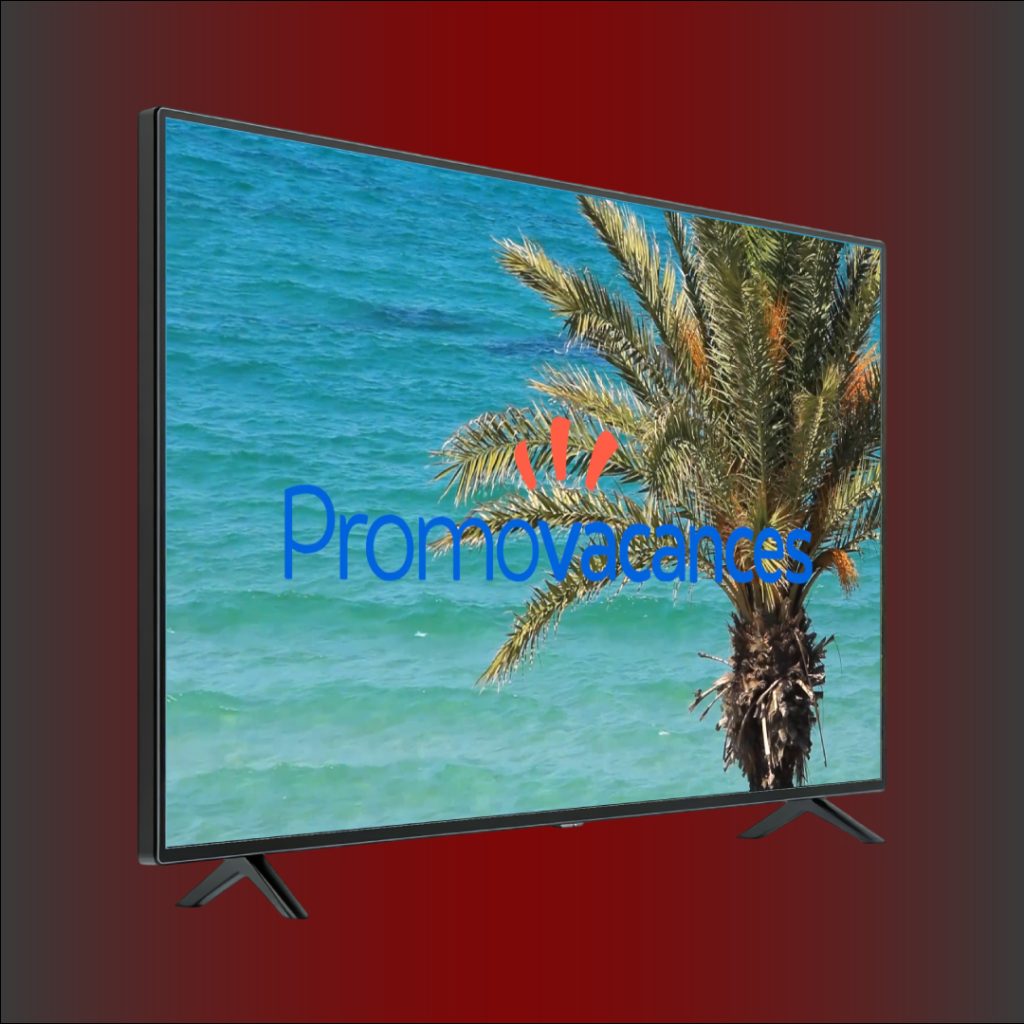 Mise en scène TV en Biais sur fond rouge