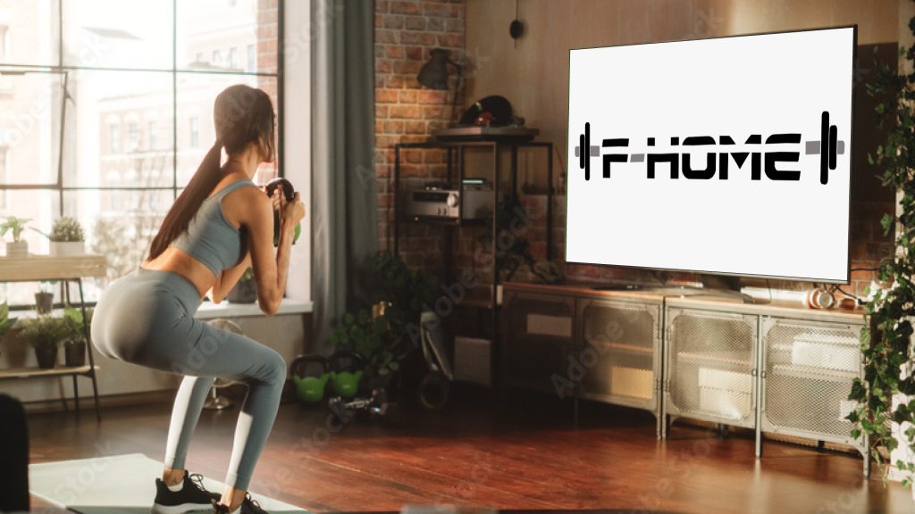 image d'une femme pratiquant une séance de fitness dans son salon
